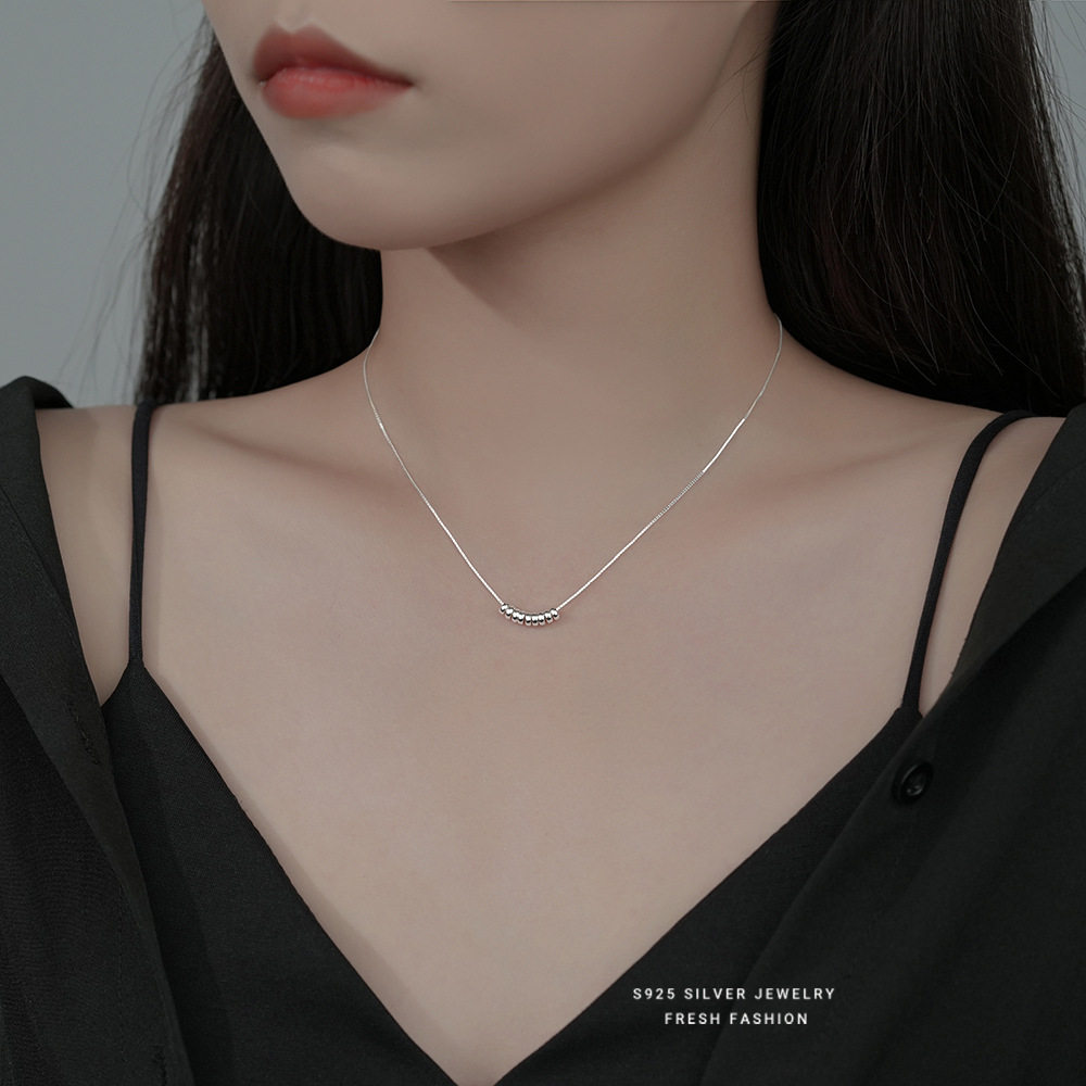 s925纯银转运珠子细项链女轻奢小