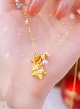 S999足银独角兽项链设计感可爱珐