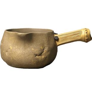 紫砂侧把公道杯段泥家用分茶器带手柄大号公杯仿古功夫茶具陶瓷杯