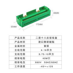连接器带端子家用分线盒 二进十八出接线端子电线分线器接线盒明装