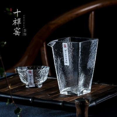 手工四方玻璃公道杯耐热大号高档泡茶分茶器功夫茶具带茶漏一体