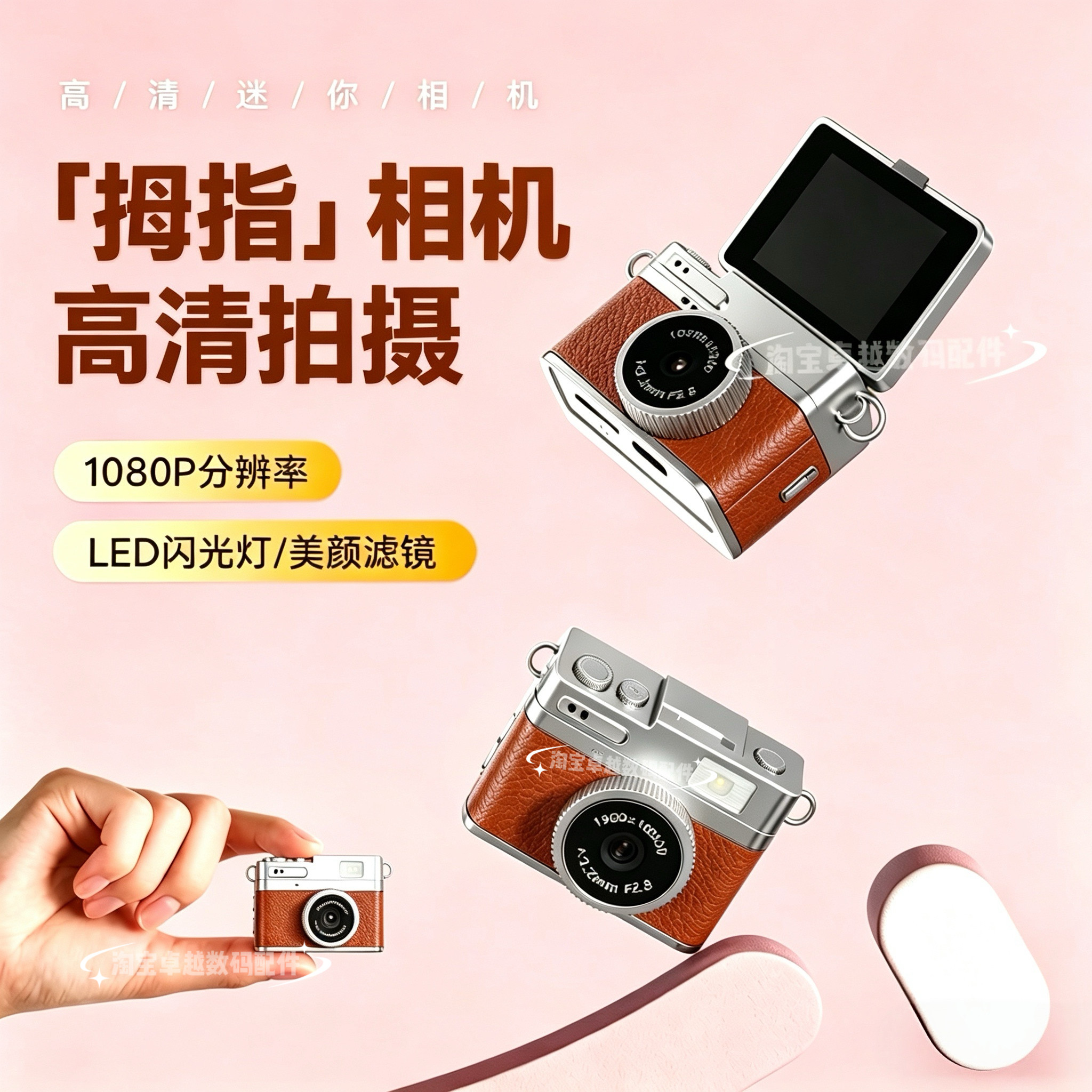 翻转屏高清迷你拇指小相机挂件