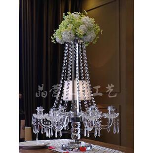 水晶花架摆件装 简约水晶烛台 婚礼引路烛台 欧式 饰 家居香薰烛台