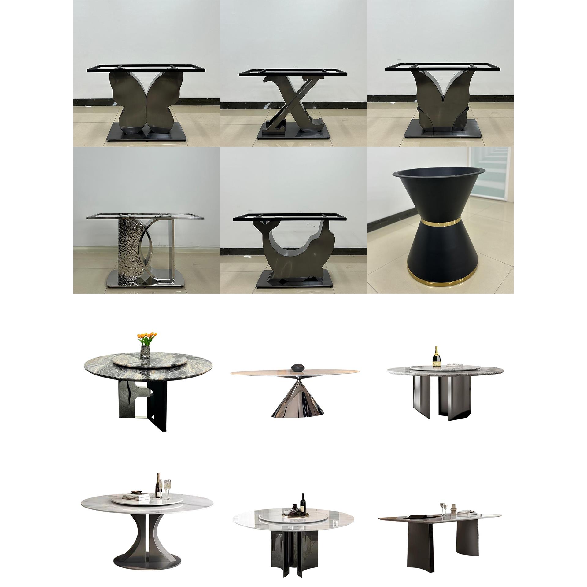 不锈钢桌脚支架轻奢岩板大理石桌腿桌架餐桌圆桌子腿岛台支架台脚