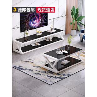 轻奢茶几电视柜组合现代简约北欧玻璃桌家用小户型经济型家用桌子