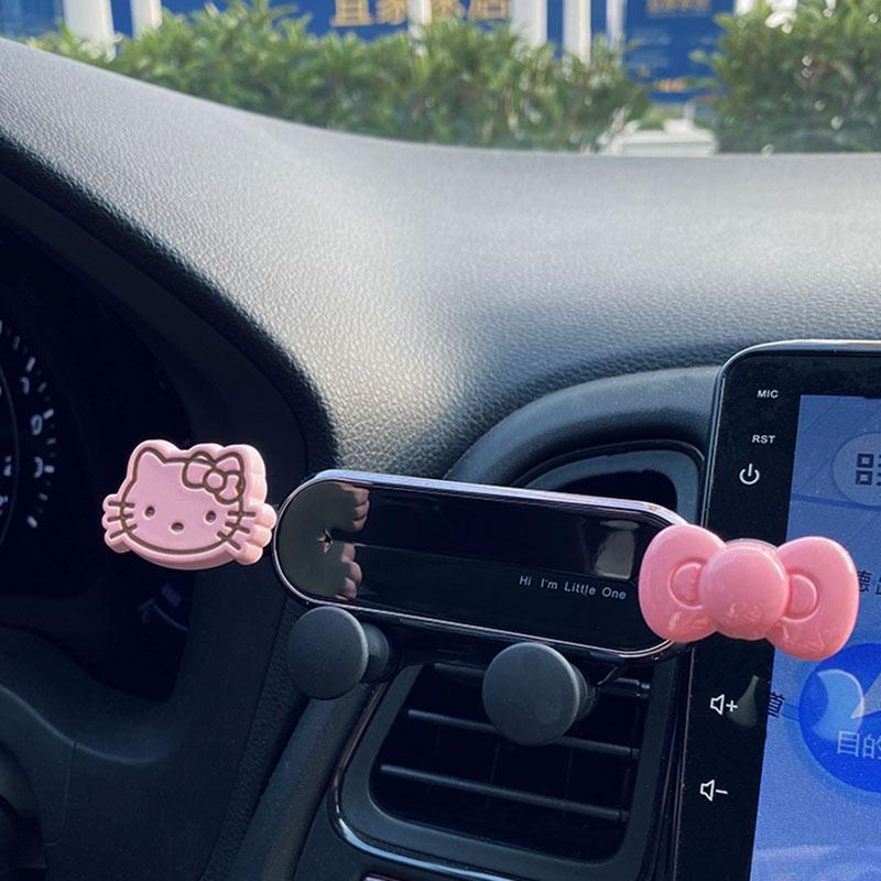 蝴蝶结手机车载支架出风口车内可爱汽车导航固定架支撑架高级感