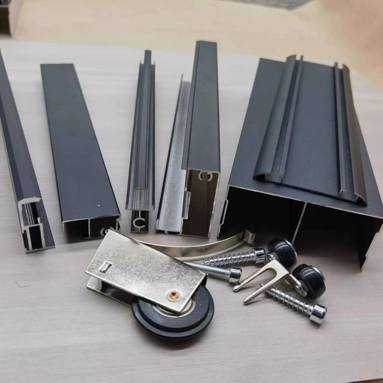 衣柜门推拉门玻璃柜门定制移门极窄边框型材铝材铝合金衣柜门材料