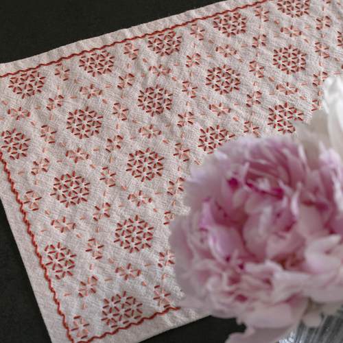 笼目刺子绣茶席材料包 新配色杯垫材料包手工DIY送人礼物新手入门