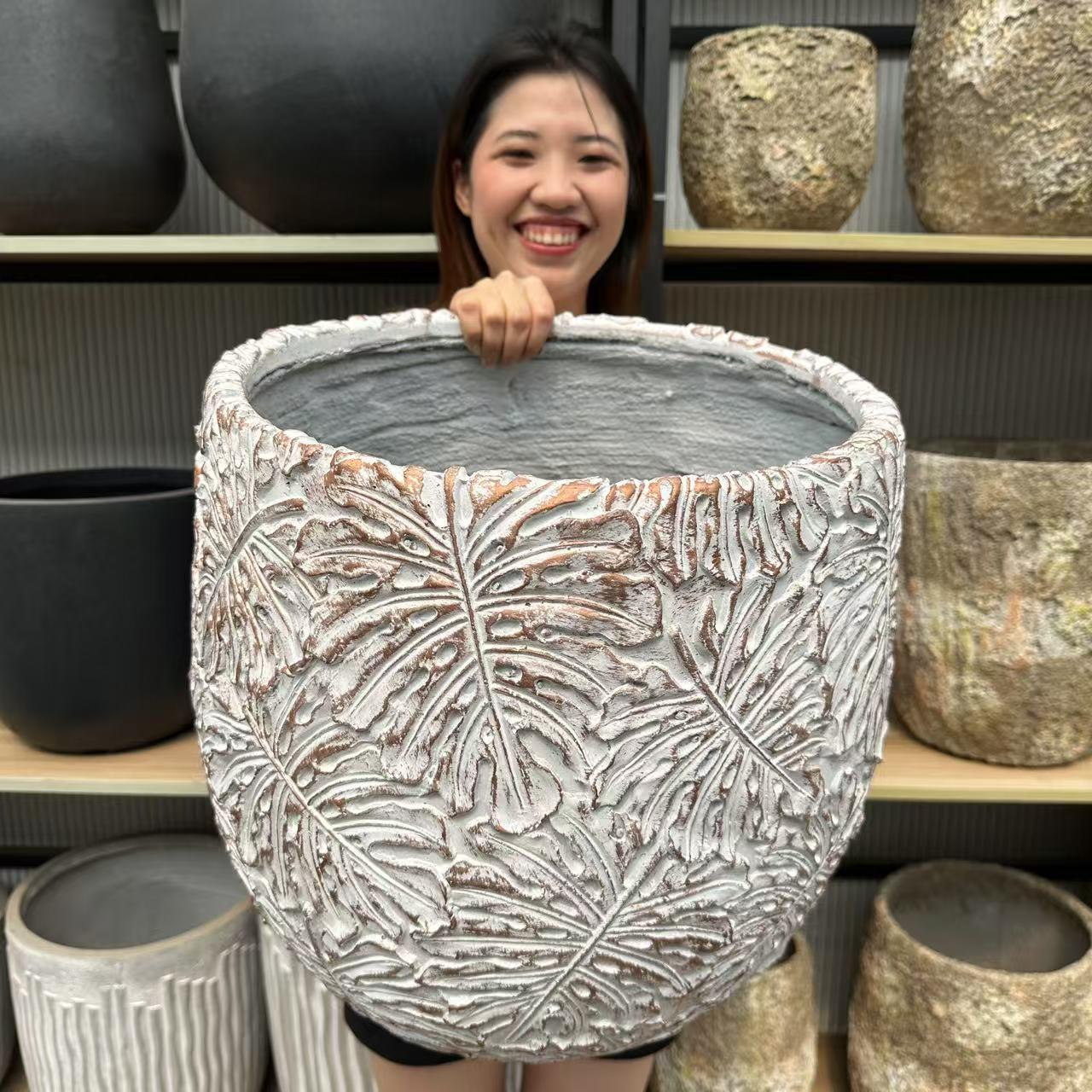 超大口径覆古陶罐诧寂风种树花盆北欧简约轻奢落地咖啡店民宿花盆