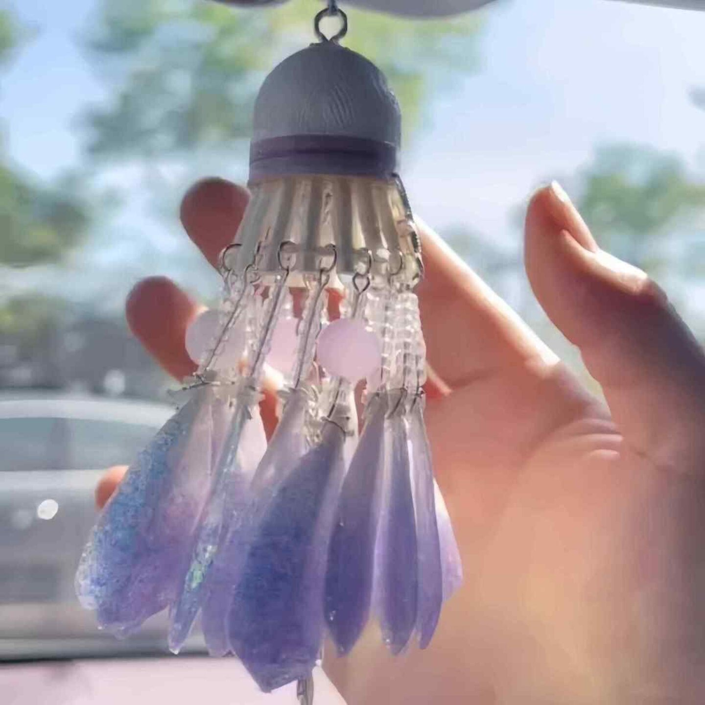 梦幻蝴蝶碎冰羽毛球挂件diy串珠手工材料送球搭子闺蜜对象礼物