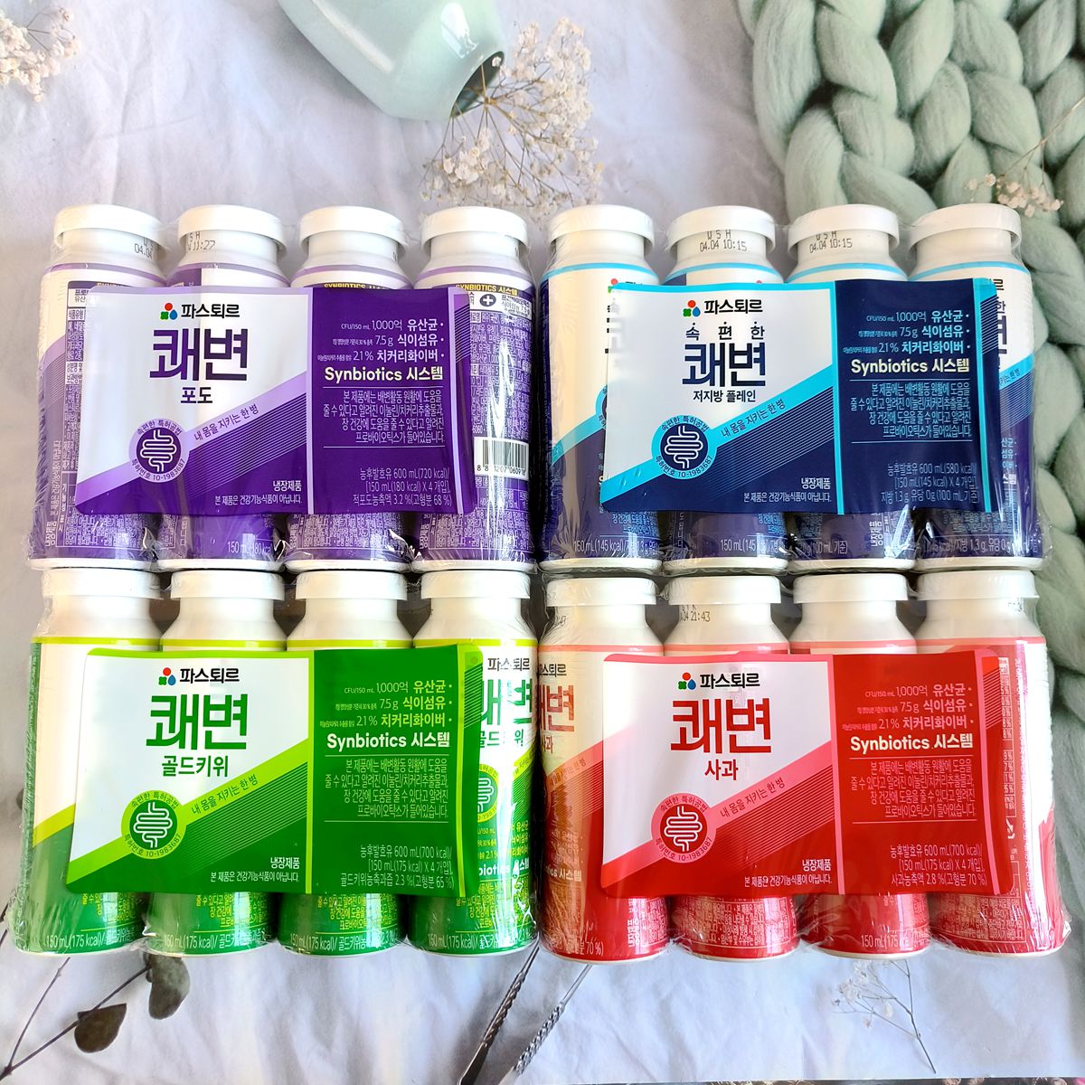 韩国进口乐天帕滋乐益生元原味葡萄瓶猕猴桃味乳酸菌饮料150ml