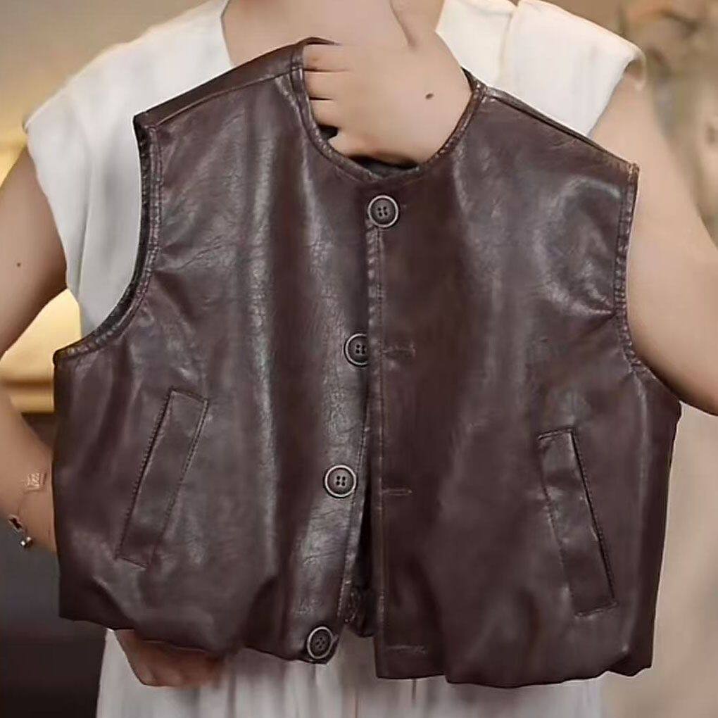 儿童皮衣马甲2026春秋新款男童帅气韩版百搭坎肩宝宝洋气背心外穿