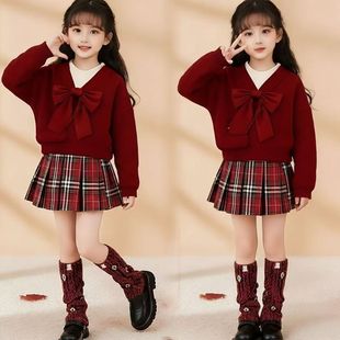女童红色加厚冬装2026马年本命新年大童巨好看洋气毛衣裙子套装潮