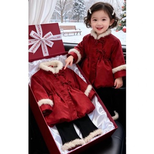 女童棉服冬季2025新款儿童加厚国风洋气保暖宝宝拜年冬季外套冬装
