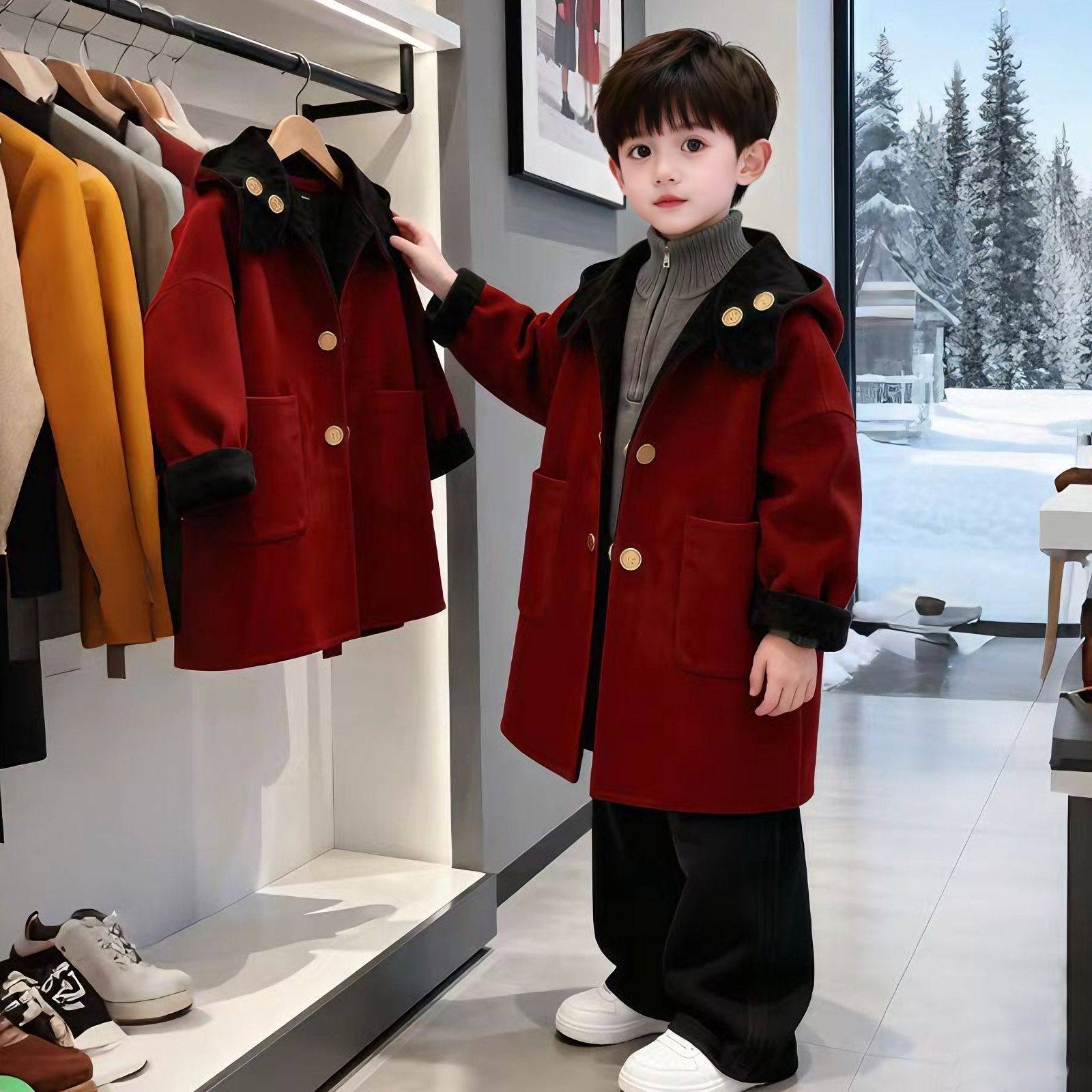 男童加厚两面穿红色拜年服2026新款秋冬中大童喜庆呢大衣保暖外套,童装/婴儿装/亲子装,普通外套,淘宝优惠券,粉丝福利购,淘宝优惠卷