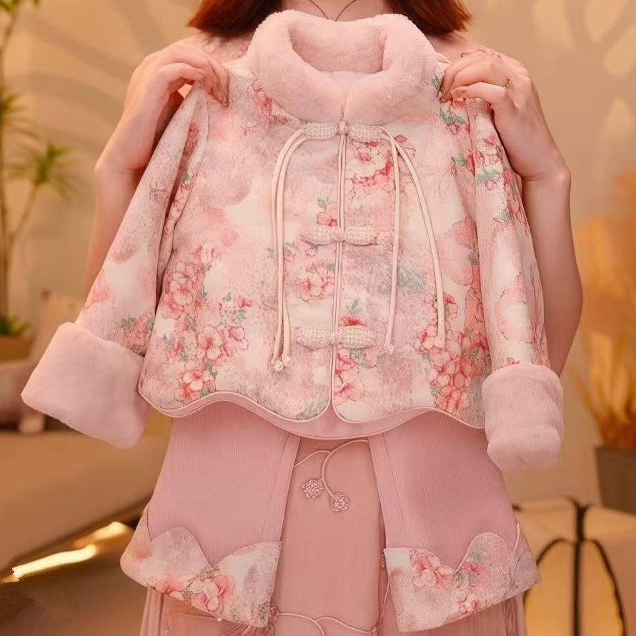 拜年服女童秋冬季加厚中国风儿童冬装喜庆唐装过年服宝宝新年衣服