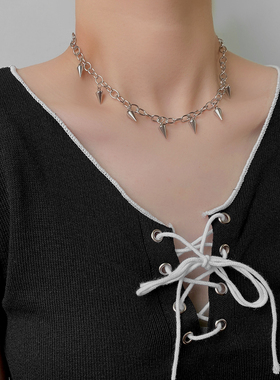 钛钢暗黑欧美风小众设计感锁骨链