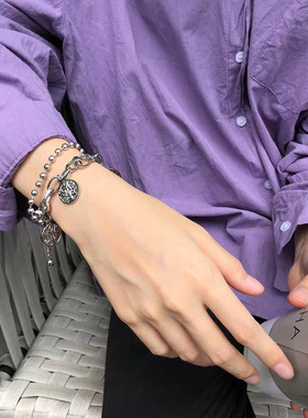 韩范生命树ins欧美金属双层吊坠