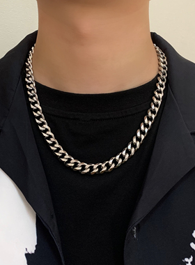 欧美ins古巴链子项链男女hiphop潮流嘻哈夸张钛钢不掉色高街粗款