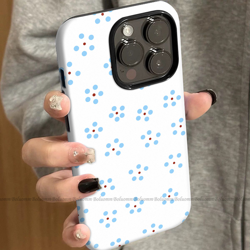 菲林适用于苹果17promax手机壳蓝白小花iphone12/13套硅胶14max全包防摔xs卡通日韩15plus网红新款女air潮牌6