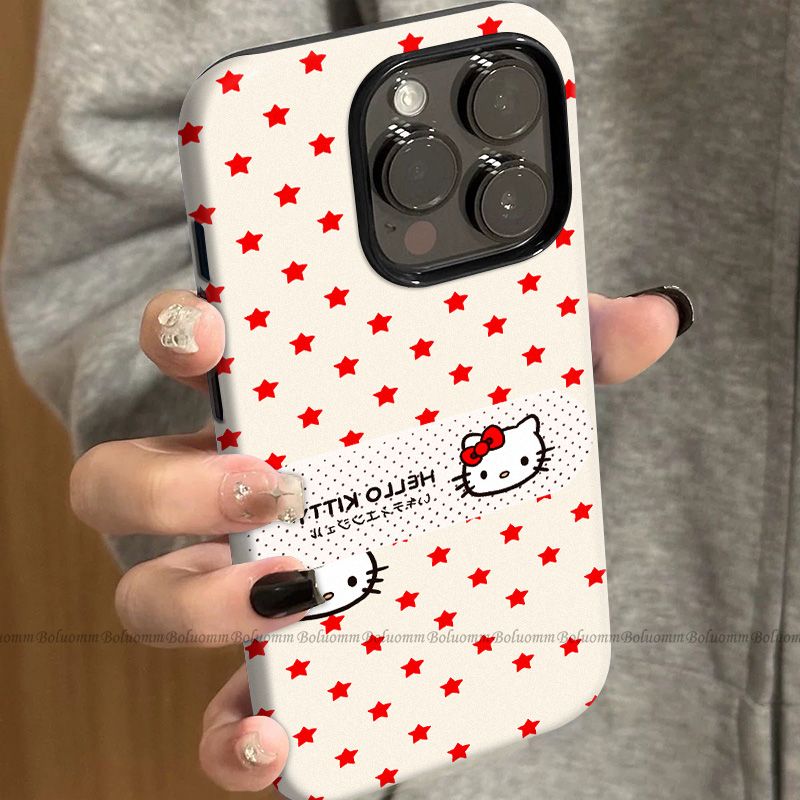 菲林适用于苹果17promax手机壳凯蒂波点iphone12/13套硅胶14max全包防摔xs日韩可爱15plus网红新款女air潮牌6