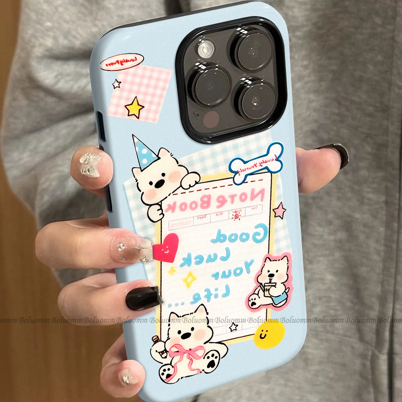 菲林适用于苹果17promax手机壳礼帽白狗iphone12/13套硅胶14max全包防摔xs卡通日韩15plus网红新款女air潮牌6