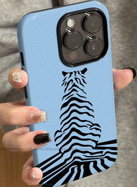 菲林适用于苹果17promax手机壳蓝色虎纹iphone12/13套硅胶14max全包防摔xs小众个性15plus网红新款女air潮牌6