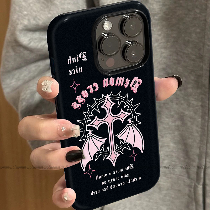 菲林适用于苹果17promax手机壳十字翅膀iphone12/13套硅胶14max全包防摔xs小众欧美15plus网红新款女air潮牌6