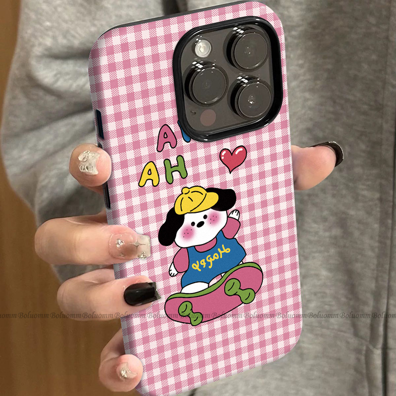 菲林适用于苹果17promax手机壳格纹狗狗iphone12/13套硅胶14max全包防摔xs卡通可爱15plus网红新款女air潮牌6