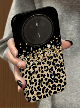 黑金豹纹适用华为mate80pro手机壳huaweimate70pro新款50高级防摔mate40套磨砂简约mate60可爱韩系30菲林防摔