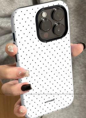 菲林适用于苹果17promax手机壳白色波点iphone12/13套硅胶14max全包防摔xs简约日韩15plus网红新款女air潮牌6