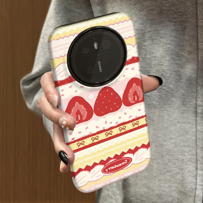 适用华为mate80pro手机壳huaweimate70pro新款50高级防摔mate40套磨砂简约mate60可爱韩系30菲林草莓蛋糕