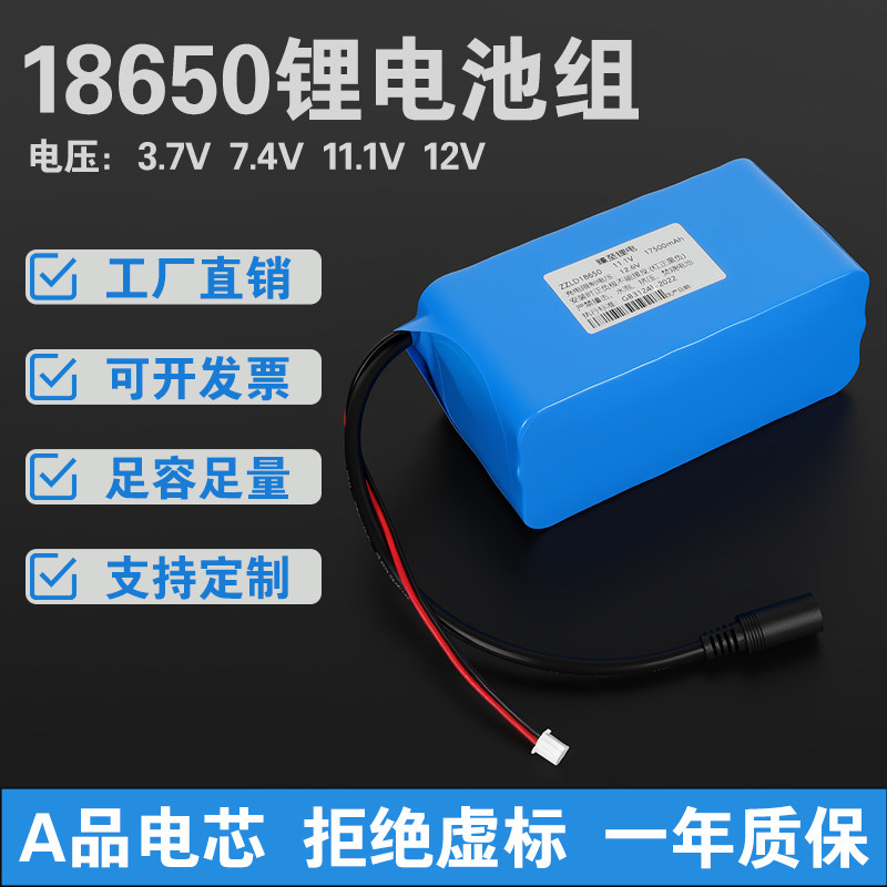 12V锂电池组大容量11.1v户外音响打窝船太阳能监控喷雾机充电电池