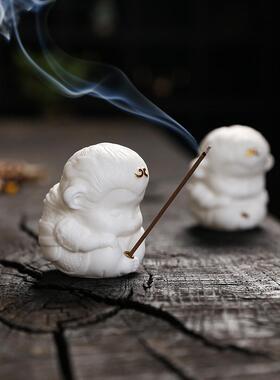 创意可爱大圣陶瓷香薰炉摆件软萌茶宠猴子家用室内客厅线香插香座
