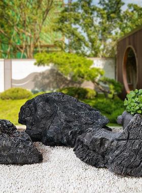 仿真假山玻璃钢石头景观摆件造景道具组合黑山黄蜡石别墅庭院装饰