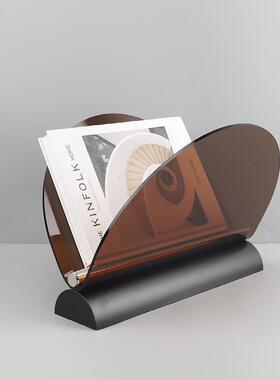 北欧简约金属亚克力杂志架摆件样板间家居客厅书房桌面收纳装饰品