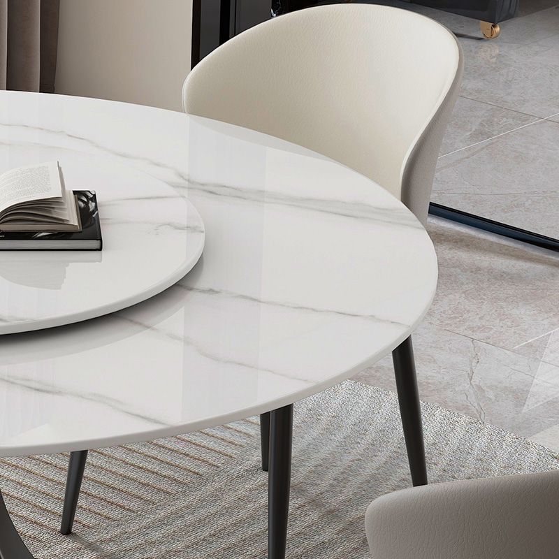 德国品质轻奢岩板餐桌椅组合家用中小户型现代简约圆形圆桌带转盘