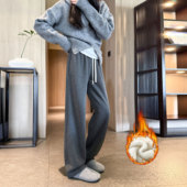 羊羔绒裤 子女超长版 冬季 180高个子175加长大码 加绒加厚羊毛阔腿裤