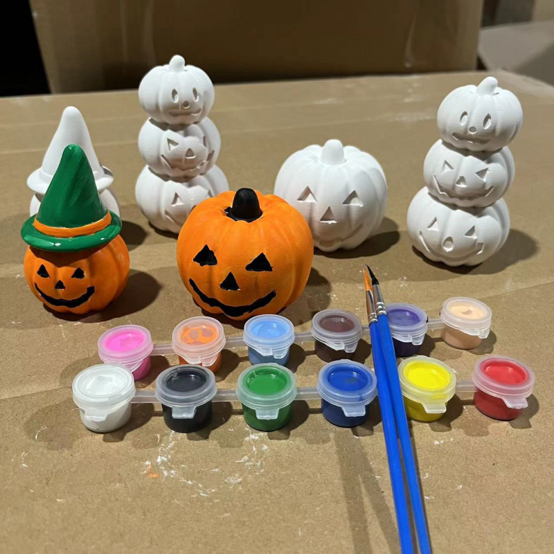 万圣节DIY南瓜石膏摆件