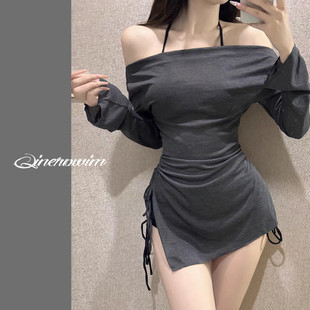 温泉泳衣 显瘦性感2025新款 2026游泳衣女分体比基尼三件套长袖 罩衫