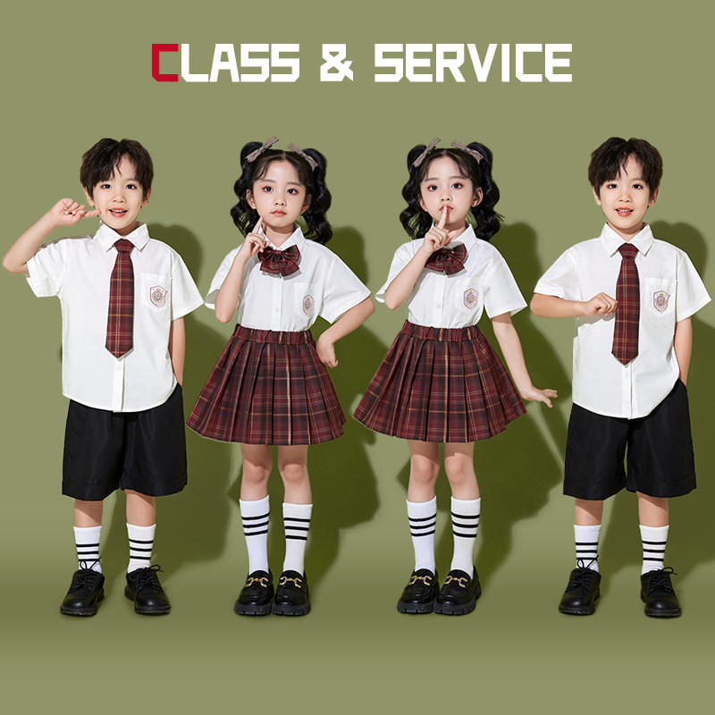 儿童白衬衫黑裤套装宝宝幼儿园活