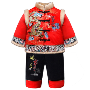 男宝宝唐装新年套装拜年衣服冬装