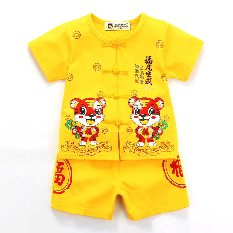 宝宝衣服黄色婴儿薄款周岁唐装