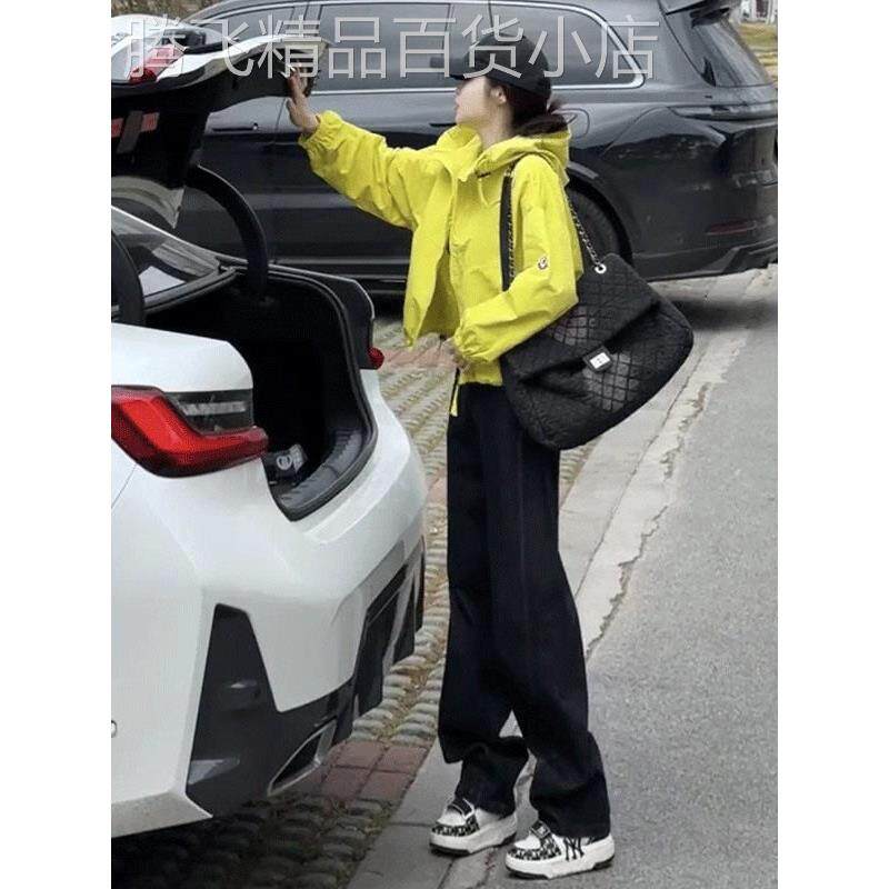 连帽双拉炼冲锋衣外套女春秋欧货宽松百搭显瘦小个子休闲短款上衣