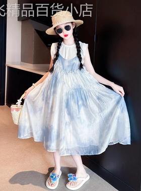 英国Next Kiss女童洋装夏季2025新款儿童套装裙大童夏装吊带裙