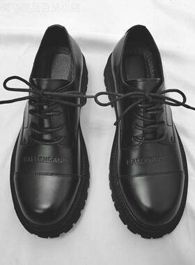 Trendsetters！没想到长大会是男神型！ 圆头厚底内增高真皮皮鞋