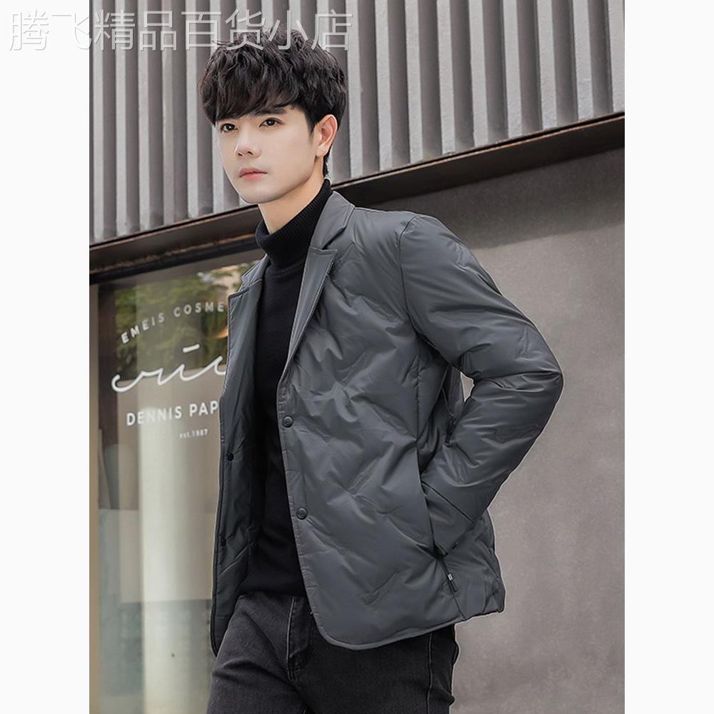 高端轻薄西装羽绒服男冬季新款潮流修身休闲保暖男士西服短款外套