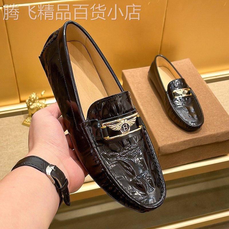 韩国专柜高端金属扣潮流豆豆鞋男士真皮一脚蹬商务皮鞋舒适男鞋潮