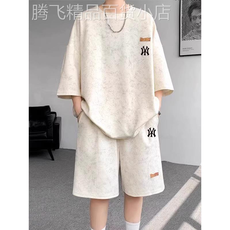 时尚品牌潮流百搭宽松休闲运动套装男士慵懒风格时尚情侣短袖短裤图片