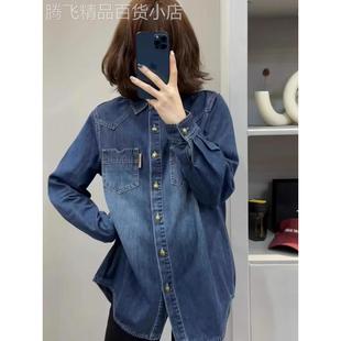 香港TIMO牛仔衬衫外套女春秋加绒加厚正肩内搭叠穿小个子衬衣上衣